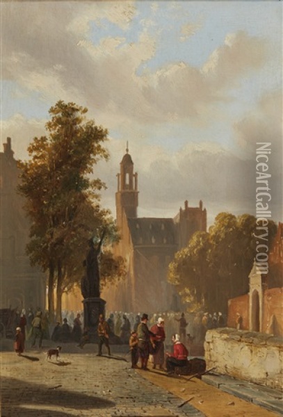 After Church Oil Painting - Adrianus Eversen