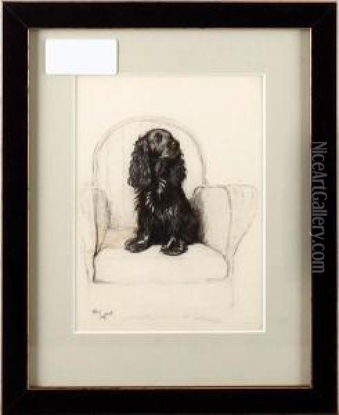 Spaniel On Chair Oil Painting - Cecil Charles Aldin