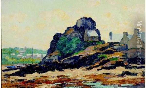 Le Grand Rocher, Loguiry-sur-mer A Maree Basse Oil Painting - Charles Menneret