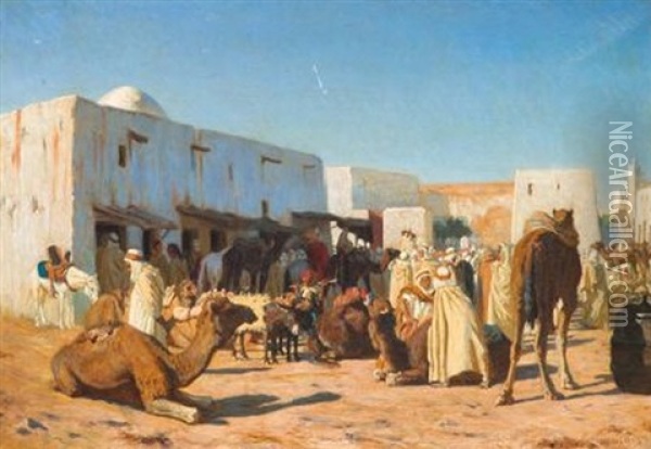 Kamelmarkt In Tunesien Oil Painting - August-Jean-Francois-Jean-Baptiste le Gras