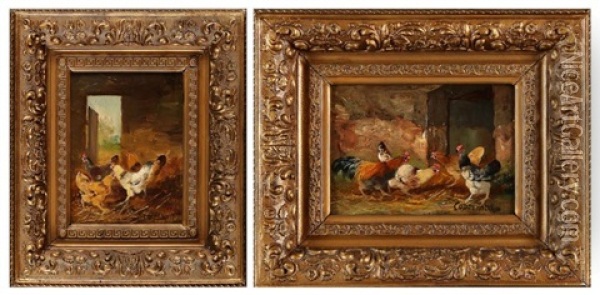 Scenes De Basse-cour (pair) Oil Painting - Jacques Van Coppenolle