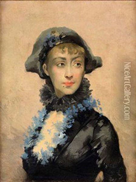 Portrait De La Comedienne Rejane Oil Painting - Louise Abbema