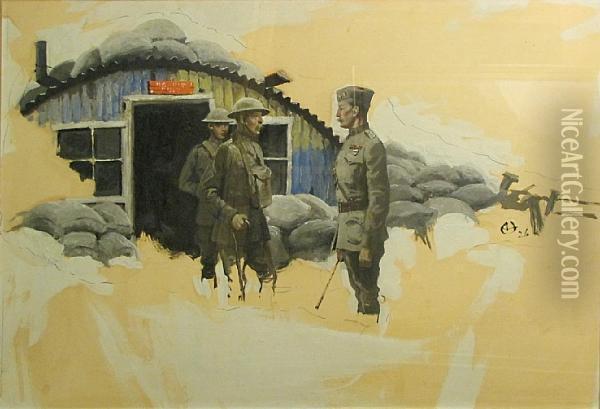Command Post Oil Painting - Walter Hunt Everett