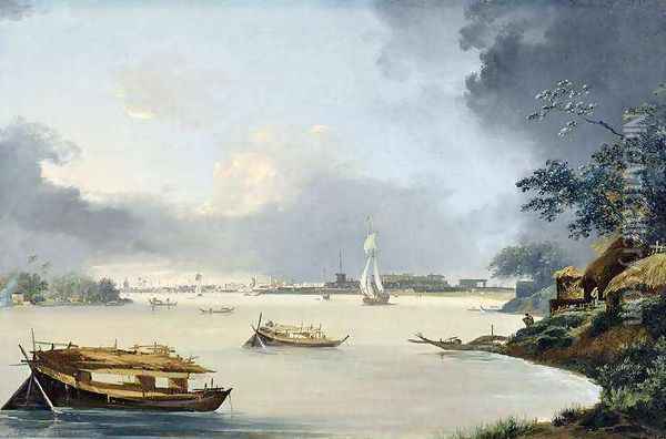 View of Calcutta Oil Painting - William Hodges