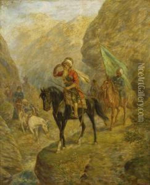 Kaukasische Reiter Oil Painting - Reinhold Schweitzer