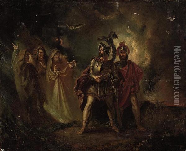 Macbeth And Banquo With The Three Witches Oil Painting - Howard, H.