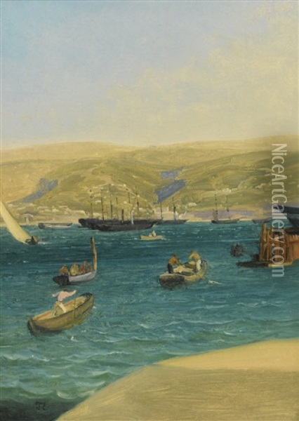 The Harbor, Trieste Oil Painting - Thomas Ender