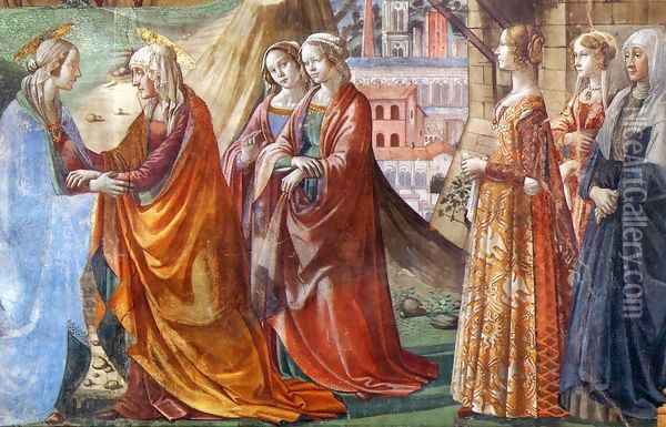 Visitation (detail) Oil Painting - Domenico Ghirlandaio