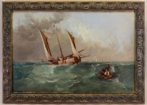 Painting Of Ships In Rough Seas Oil Painting - Petrus Paulus Schiedges the Elder
