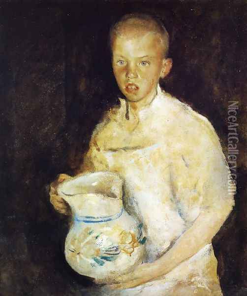 Boy with Pitcher Oil Painting - Charles Hawthorne