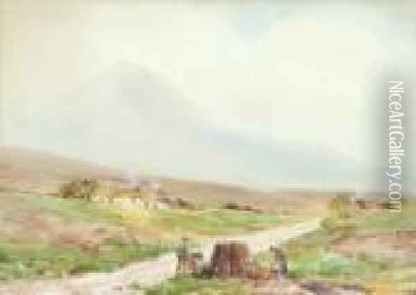 Gathering Turf Oil Painting - William Bingham McGuinness
