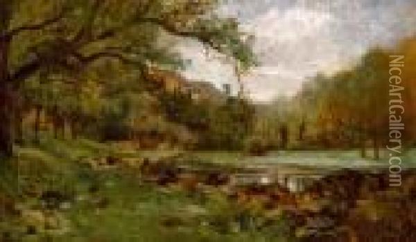 Paysage Au Cours D'eau. Oil Painting - Adolphe Appian