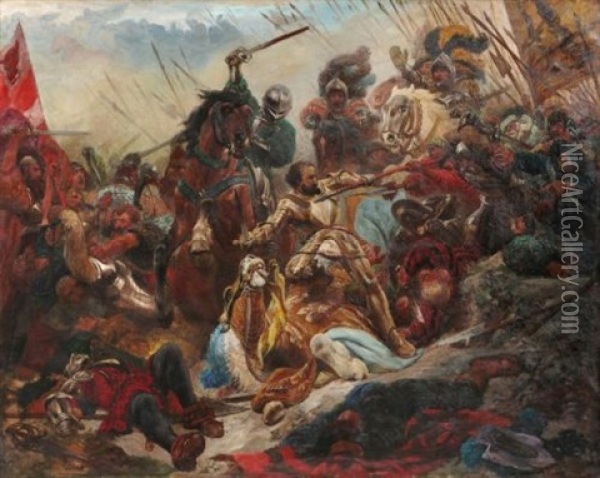 Die Gefangennahme Franz I. In Der Schlacht Bei Pavia 1525 Oil Painting - Wilhelm von Lindenschmit the Younger
