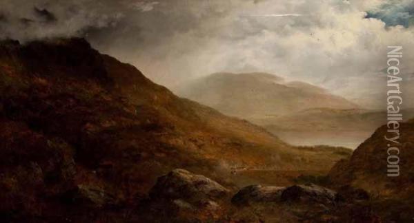 In Glen Ogle Looking South Oil Painting - James Douglas Moultray