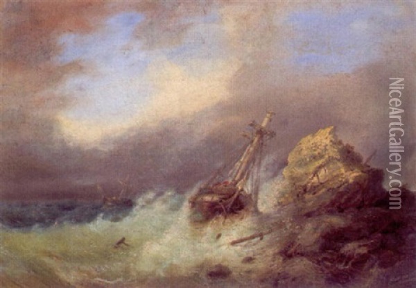 Schiffbruch Auf Sturmischer See Oil Painting - Lorenzo Butti