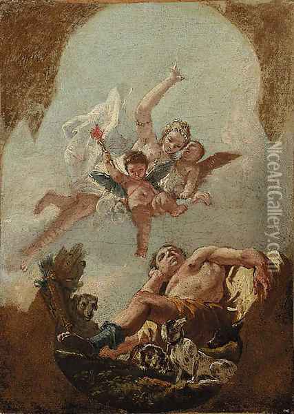 Diana and Endymion a bozzetto Oil Painting - Francesco Fontebasso