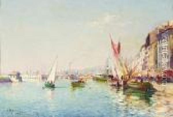 Le Port De Toulon. Oil Painting - Louis Nattero