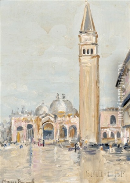 St. Mark's Square In Rain Oil Painting - Maurice Bompard