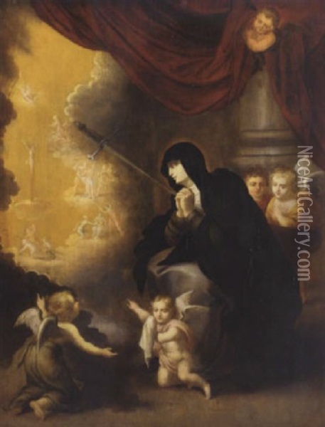 Saint Teresa Of Avila Having A Vision Of The Stations Of The Cross Oil Painting - Adriaen van Nieulandt the Elder