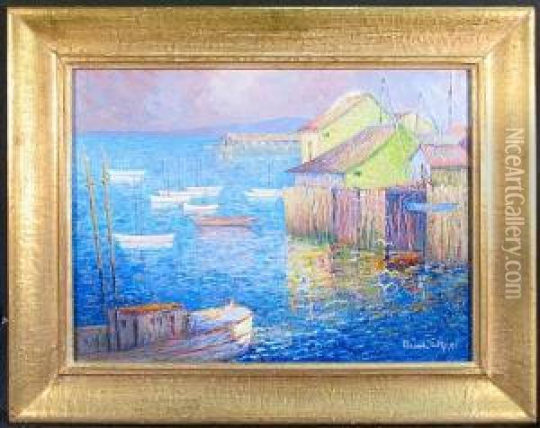 Where Ships Go Out To Sea Oil Painting - Nona White