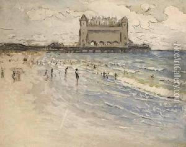 Atlantic City Beach Oil Painting - Frederick R. Wagner