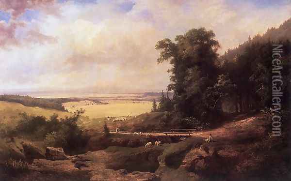 Romantic Landscape 1900 Oil Painting - Karoly Telepy
