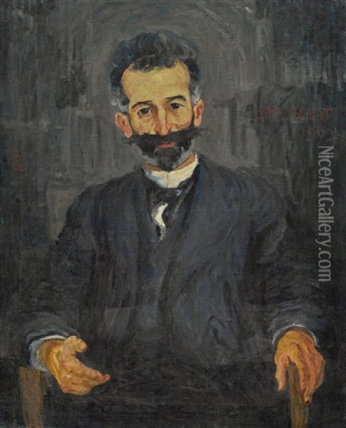 Portrait Of Dr. Agostino Santi Oil Painting - Giovanni Giacometti