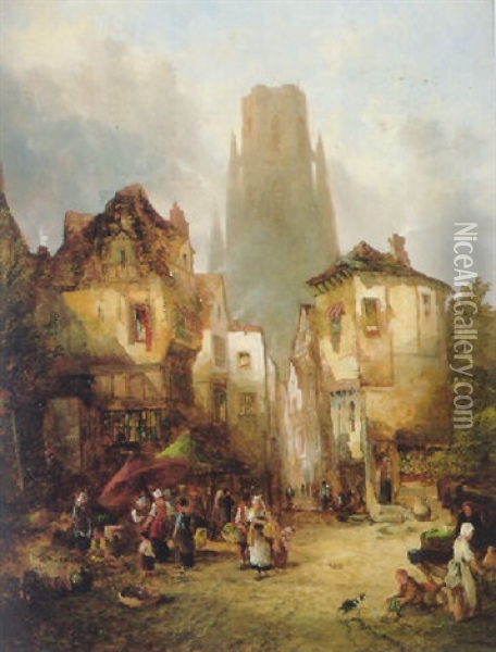 Street In Rouen Oil Painting - Alfred Montague