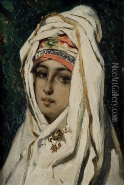 Portrait De Rosalie V. D. Stappen En Costume Oriental Oil Painting - Eugene Joors