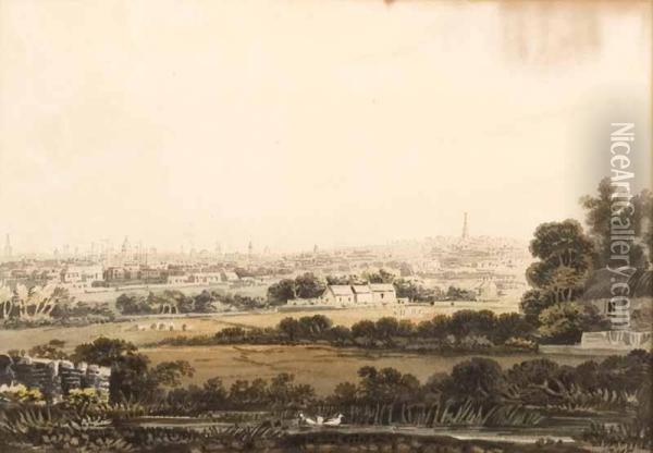 View Over Dublin Oil Painting - John Henry Campbell