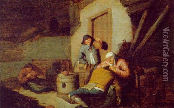 Bauern In Der Stube Oil Painting - Cornelis Mahu