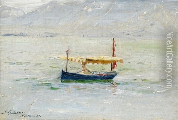 Ausflugsboot Auf Dem Genfer See Bei Montreux Oil Painting - Karl Peter August Schlichting-Carlsen