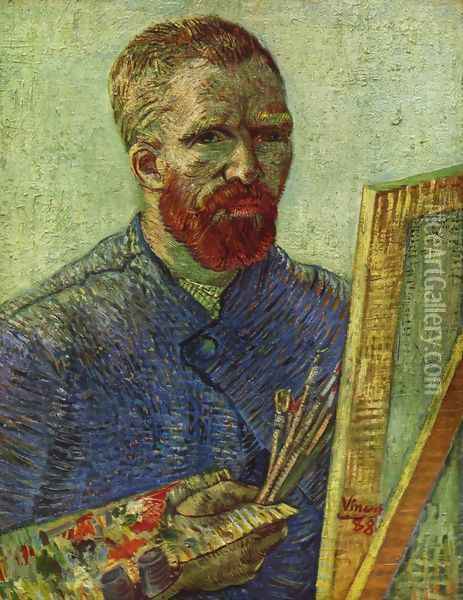 Self Portrait while painting Oil Painting - Vincent Van Gogh