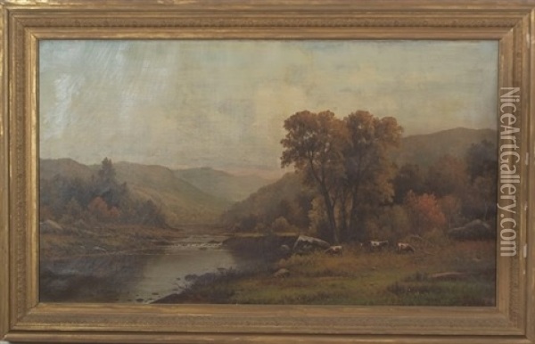 Landscape With Grazing Cattle Oil Painting - Charles Wilson Knapp