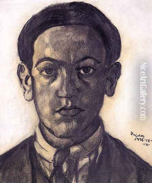 Self-portrait with Necktie 1925 Oil Painting - Lajos Vajda