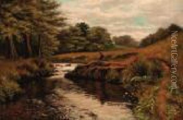 An Angler On The Bank Of A River Oil Painting - William Geddes
