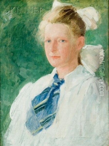 Portrait Of Annie Saxild Oil Painting - James Britton