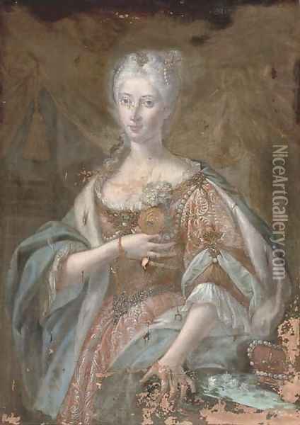 Portrait a lady, traditionally identified as Queen Marie-Antoinette Oil Painting - Tirolean School