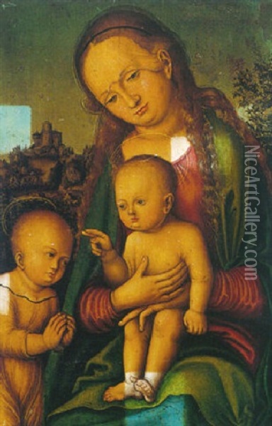 The Virgin And Child With The Infant Saint John The Baptist Oil Painting - Lucas Cranach the Elder