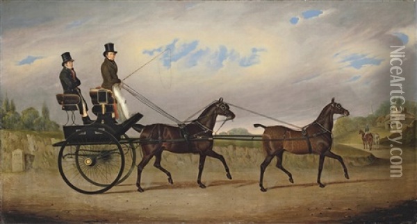 A Tandem On The Road To London Oil Painting - Benjamin Herring Sr.