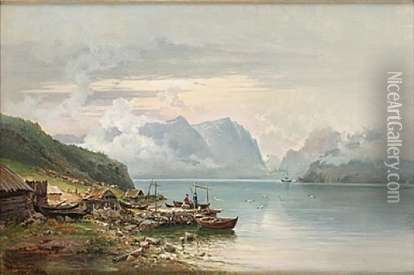 Motiv Fran Segnefjord Oil Painting - Josephina Holmlund