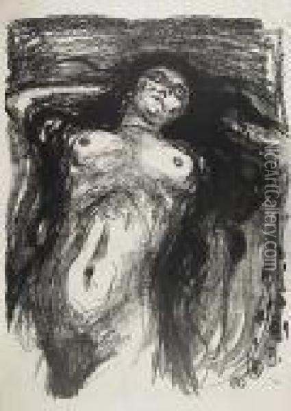 Liegende Frau Mit Aufgelostem Haar Oil Painting - Edvard Munch