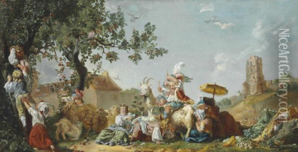 Les Amusements De L'enfance Oil Painting - Jean Jacques Bachelier