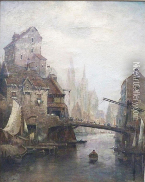 The Rhine At Cologne Oil Painting - Carl Dietze