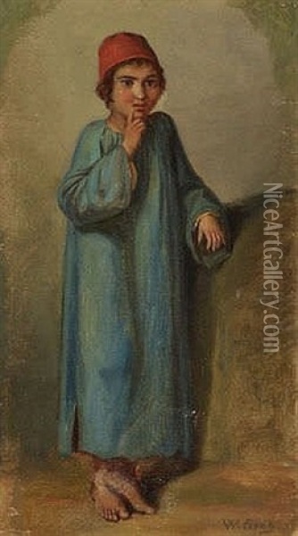 Orientalischer Junge Mit Rotem Fez Oil Painting - Wilhelm (Karl) Gentz