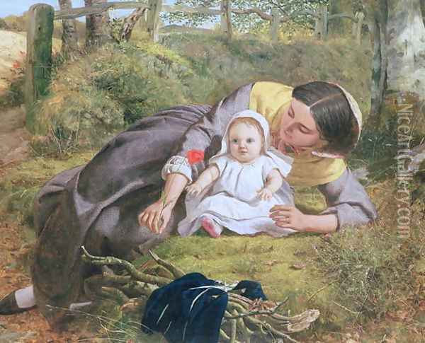 Mother and Child with a poppy Oil Painting - Frederick Richard Pickersgill