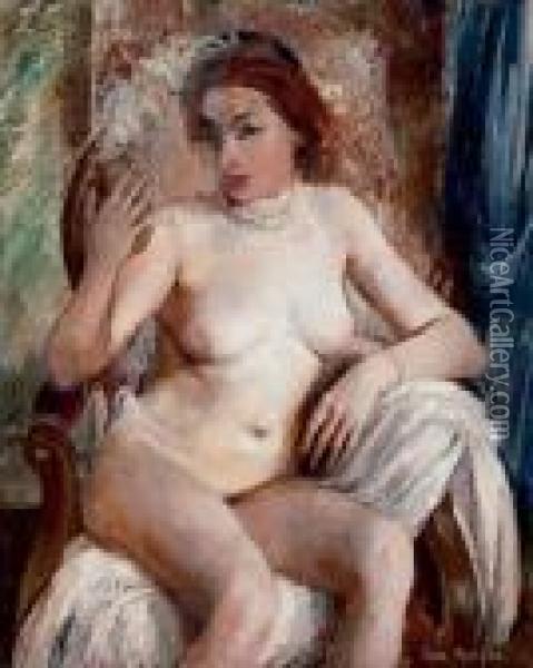 Femme Tenant Un Miroir Oil Painting - Vera Rockline