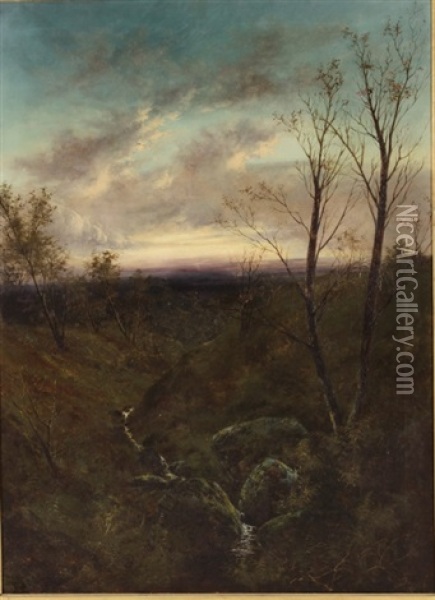 Sunset With Meandering Stream Oil Painting - Alexander Helwig Wyant