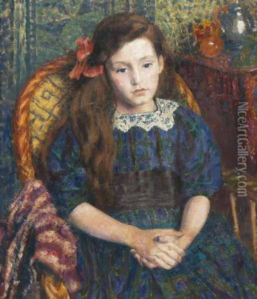 Jeune Fille Assise Oil Painting - Georges Lemmen