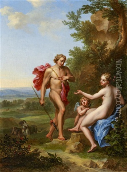 Venus Und Adonis Mit Dem Amorknaben Oil Painting - Cornelis Van Poelenburgh